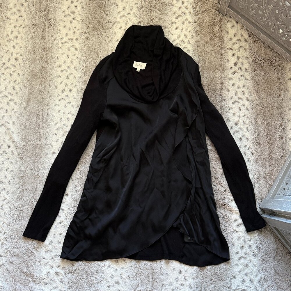 Anthropologie Deletta black cowl neck sweater large draped dark romantic witchy - Picture 8 of 10